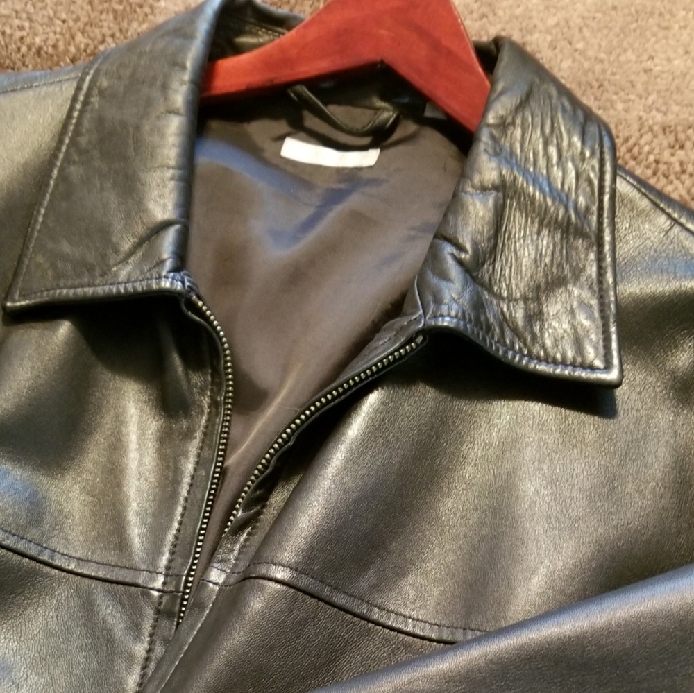Mens Halogen zip leather coat